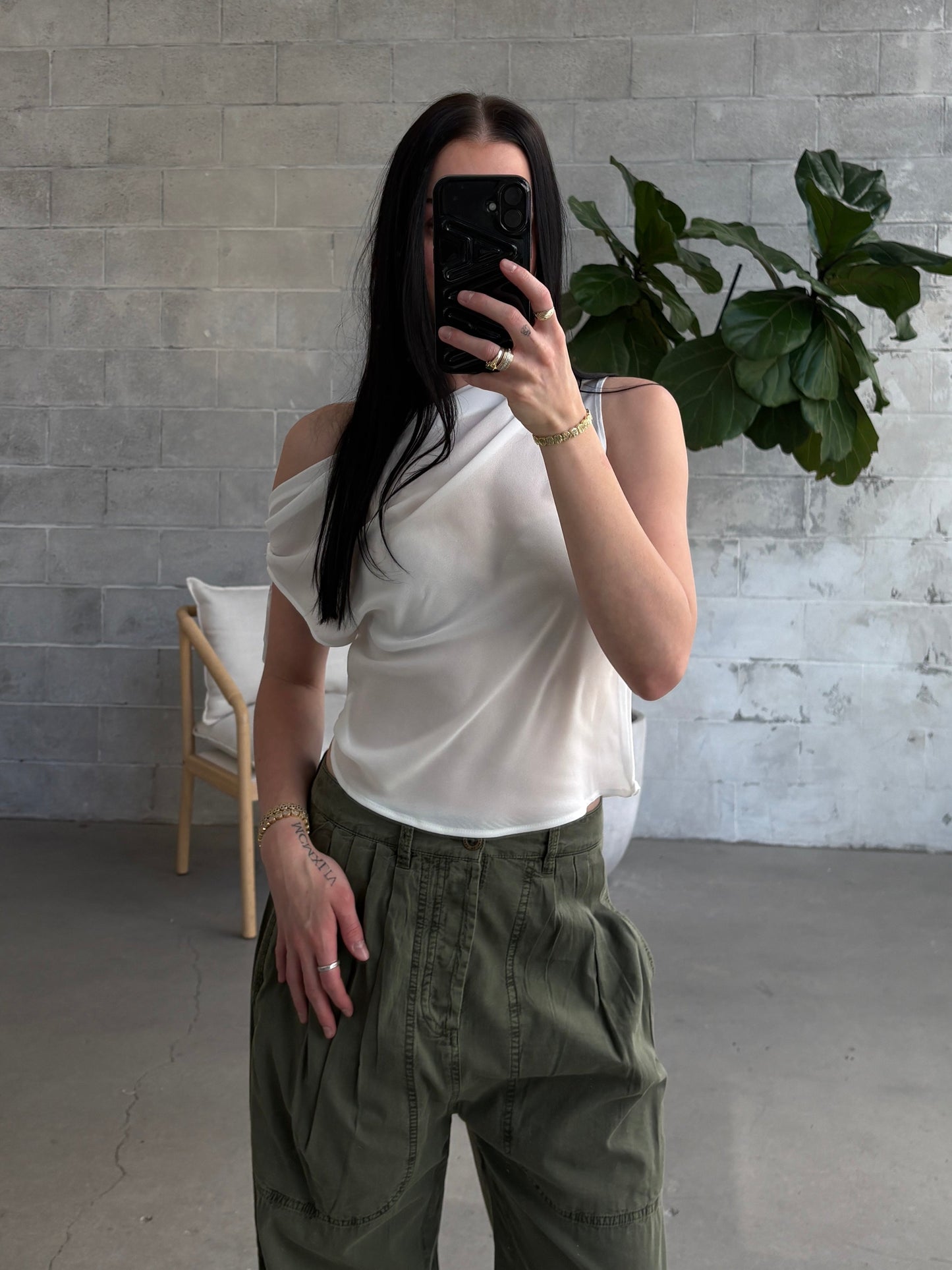 RUNAWAY THE LABEL Marisa Off Shoulder Cowl Neck Top