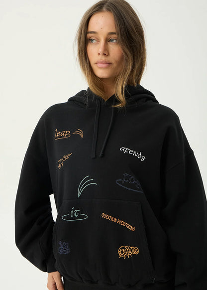 AFENDS Mens Leap - Boxy Pull On Hood - Black