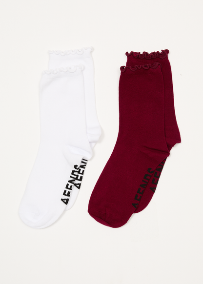 AFENDS Womens Marin - Socks Two Pack - Burgundy