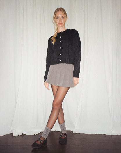 Abelia Cable Knit Cardigan in Black