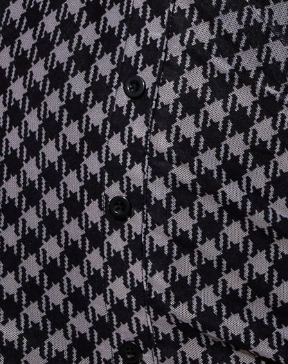 Avaya Dress in Mesh Diagonal Dogtooth Black and Tan