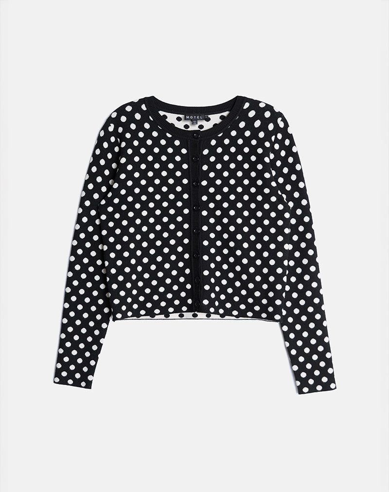 Bhavina Cardigan in Mono Polka