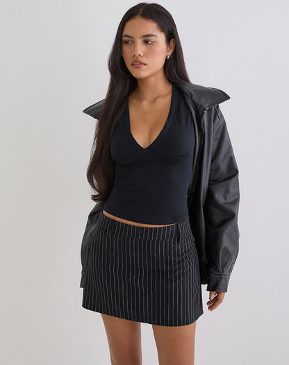 Carlin Mini Skirt in Tailoring Pinstripe Black