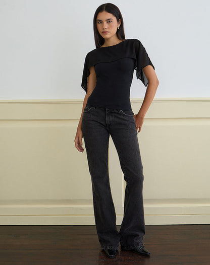 Cirata Top in Rayon Jersey Chiffon Black
