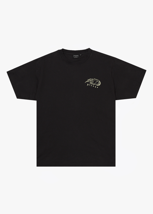 AFENDS Mens Off Balance - Heavyweight Boxy Tee - Stone Black