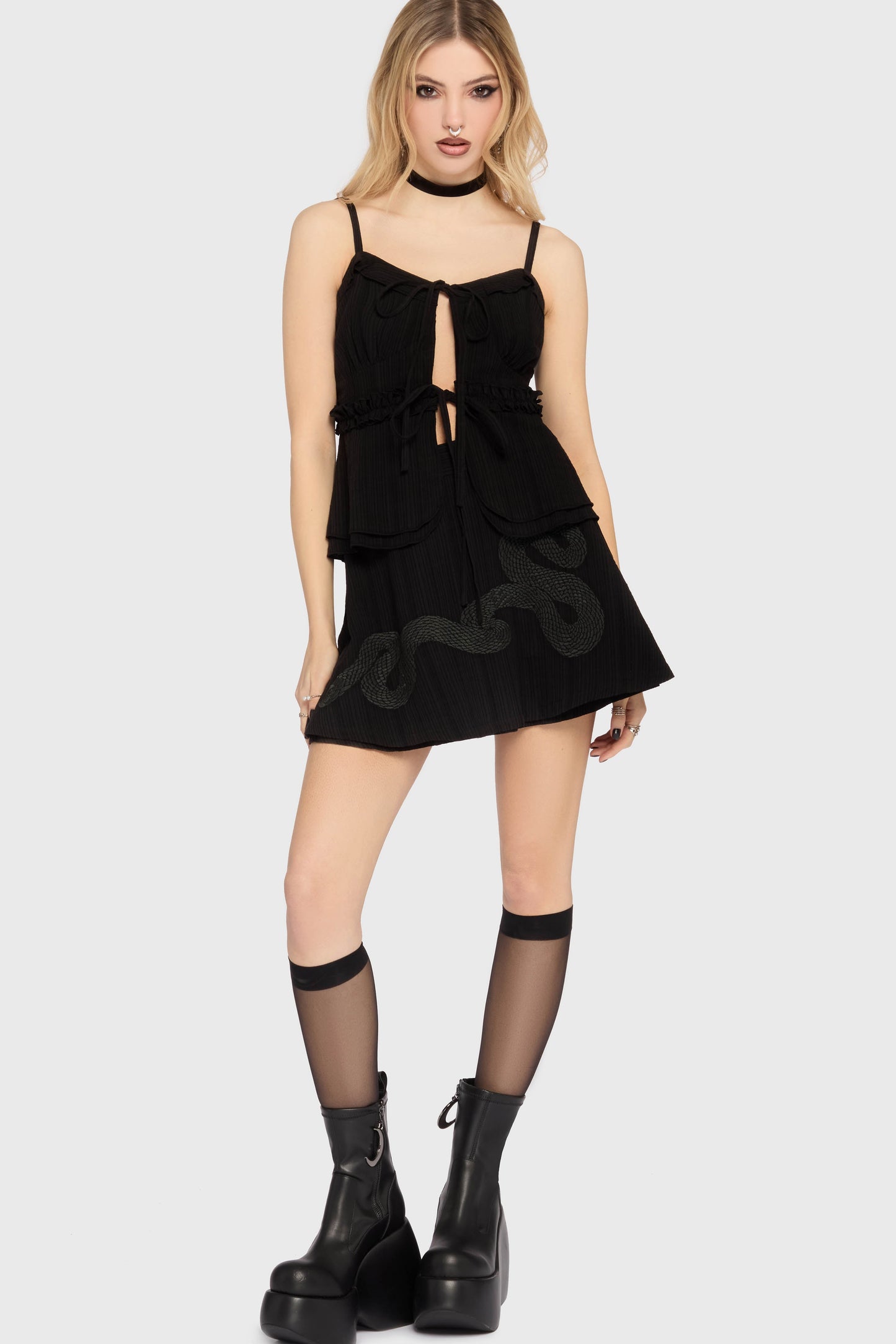Gaia Adorned Tie Front Vest Top