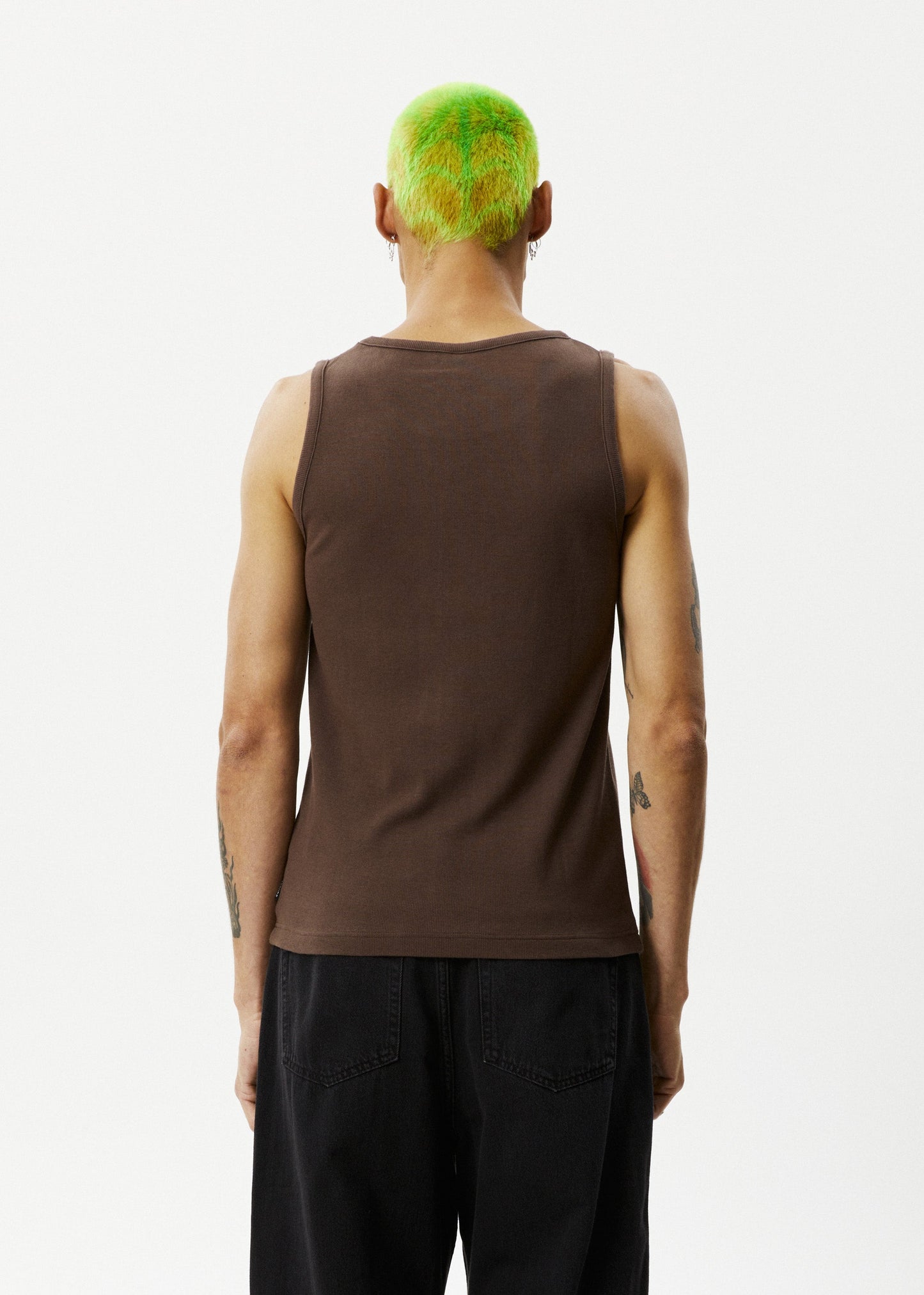AFENDS Mens Paramount - Rib Singlet - Coffee