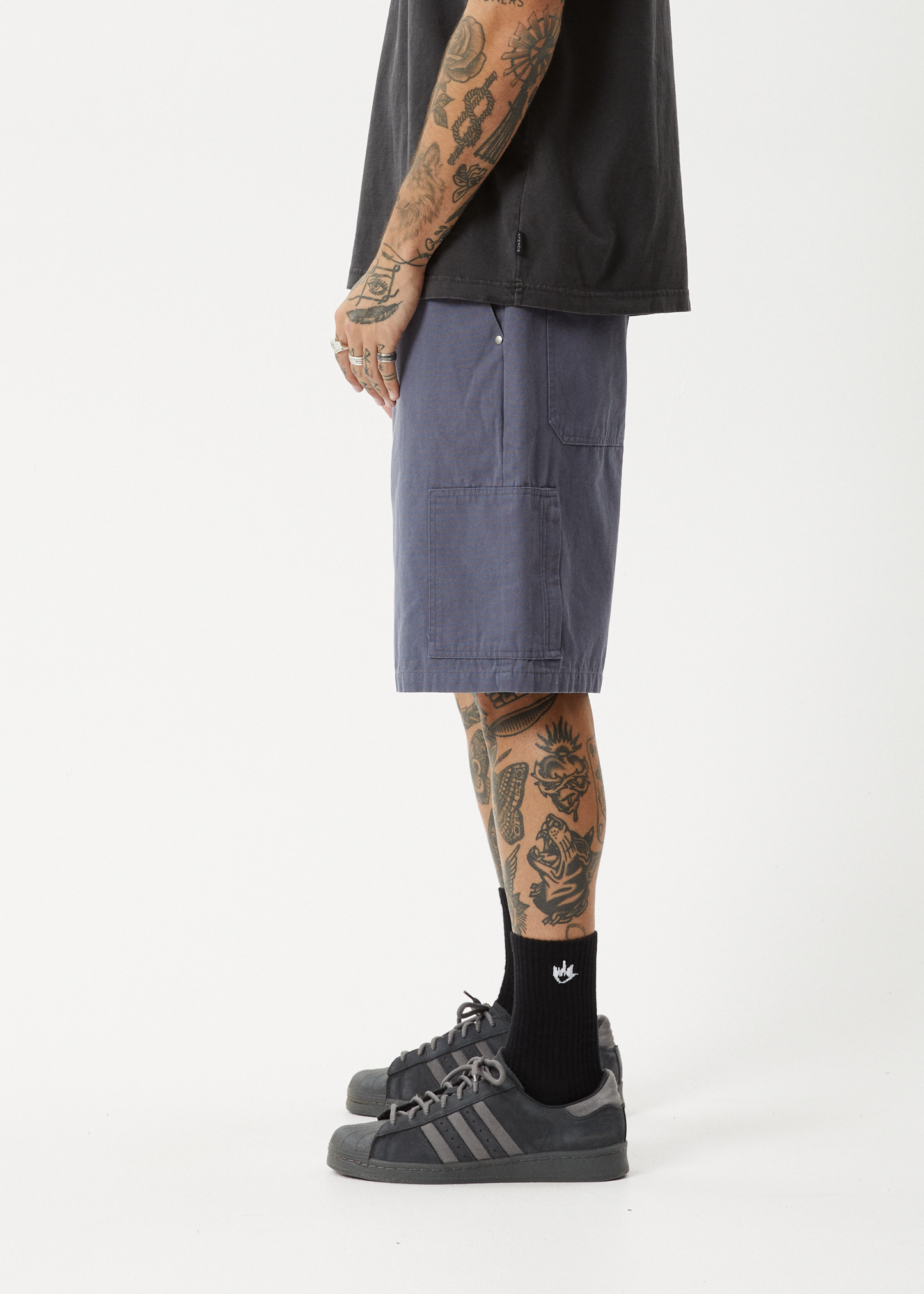 AFENDS Mens Harper - Canvas Workwear Short 20" - Marlin