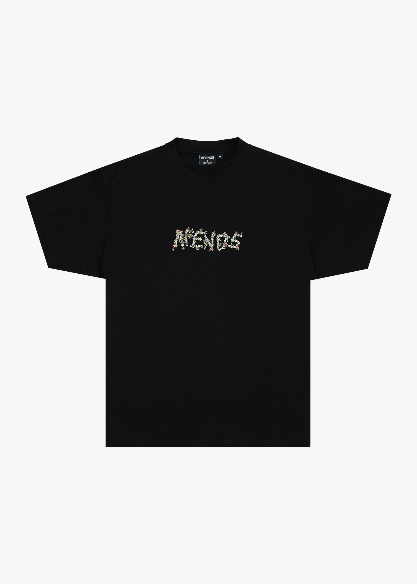 AFENDS Mens Daisy Chain - Boxy Tee - Black