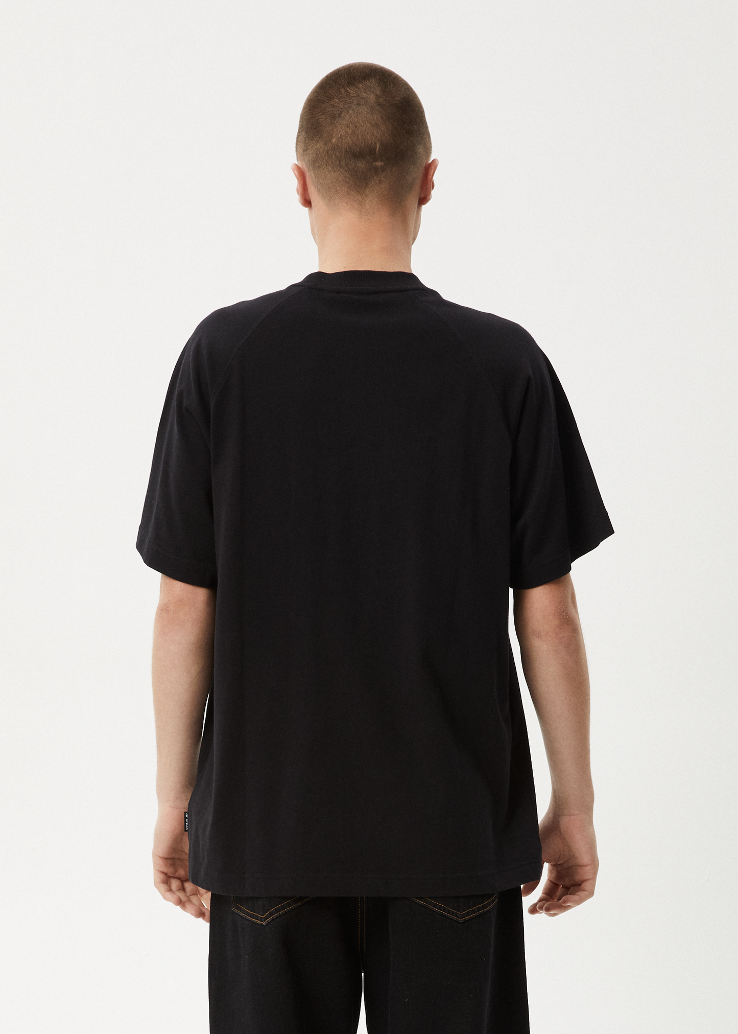AFENDS Mens Dance Party - Raglan Boxy Tee - Black