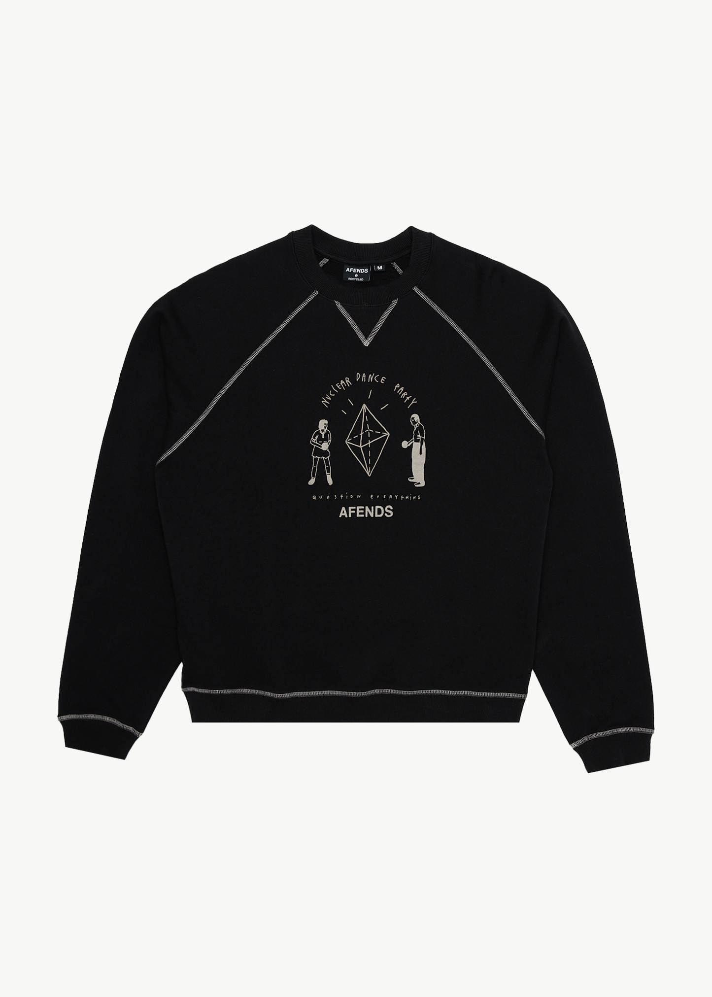 AFENDS Mens Dance Party - Crew Neck Jumper - Black