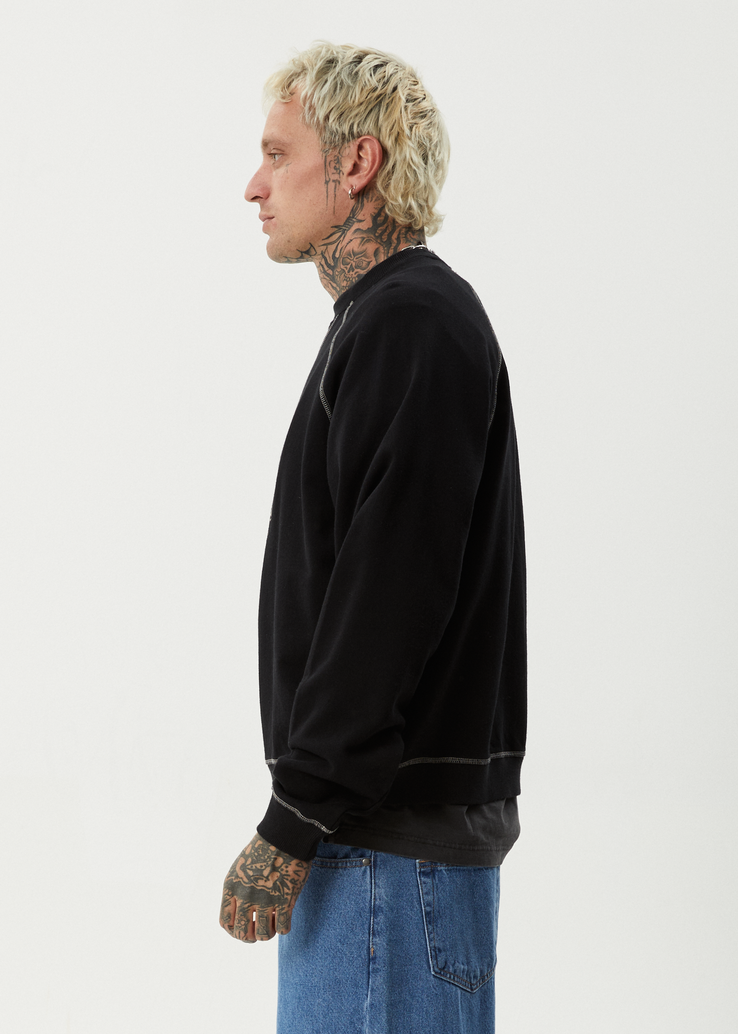 AFENDS Mens Dance Party - Crew Neck Jumper - Black
