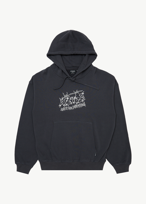 AFENDS Mens Moments - Boxy Hoodie - Charcoal