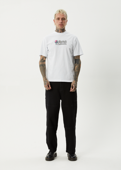 AFENDS Mens Huffenpuff - Retro Tee - White