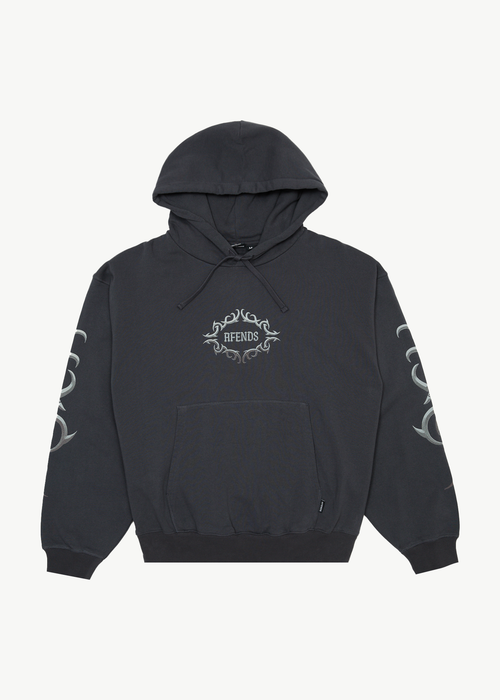 AFENDS Mens My Tribe - Boxy Hoodie - Charcoal