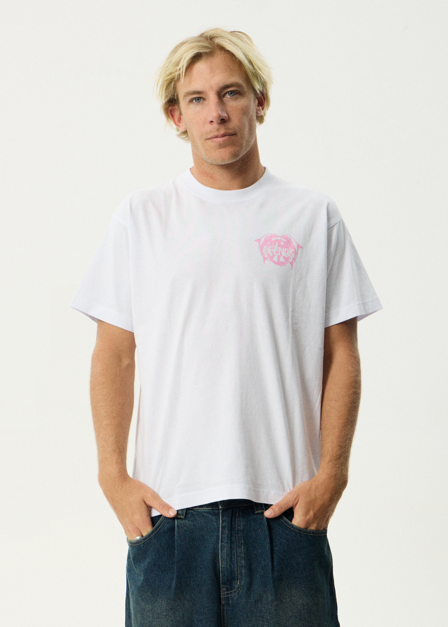 AFENDS Mens Dolfends - Boxy Tee - White