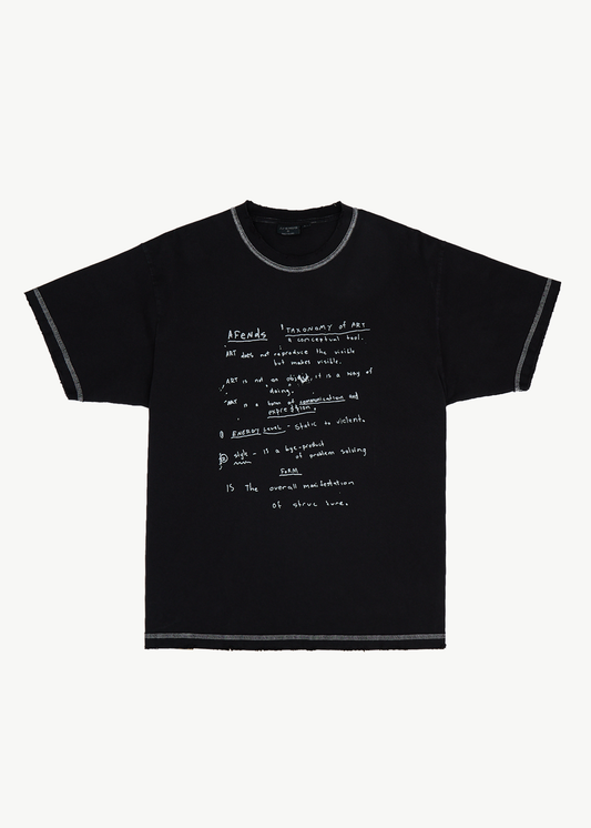 AFENDS Mens Taxonomy - Heavyweight Boxy Tee - Stone Black