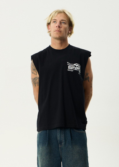 AFENDS Mens Heavy Duty - Sleeveless Tee - Black