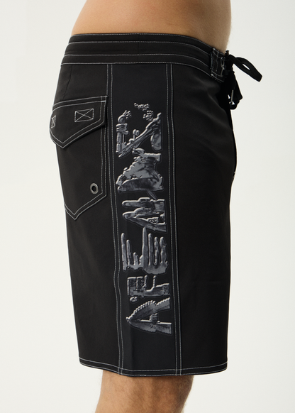 AFENDS Mens Lqd Metal - Surf Related V2 Boardshort 19" - Black