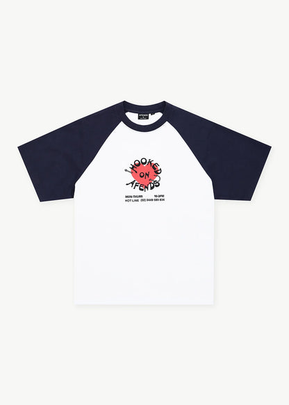 AFENDS Mens Hooked - Heavyweight Raglan Tee - White