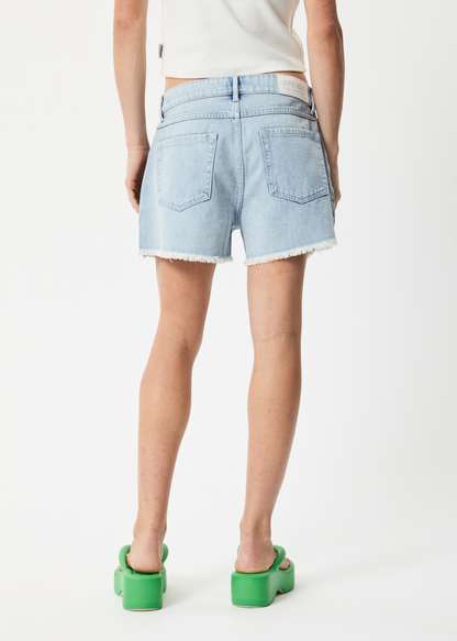 AFENDS Womens Isabella - Denim Low Rise Short - Vintage Blue
