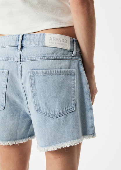 AFENDS Womens Isabella - Denim Low Rise Short - Vintage Blue