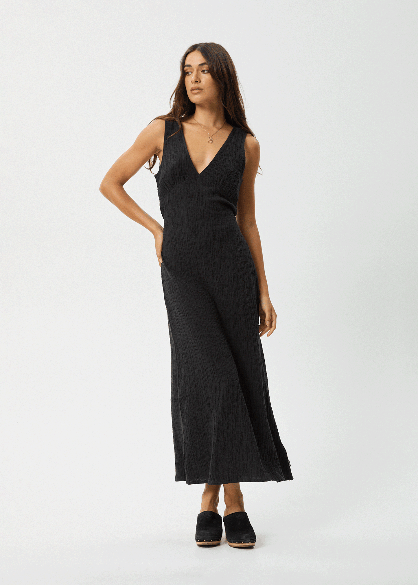 AFENDS Womens Tully - Seersucker Maxi Dress - Black