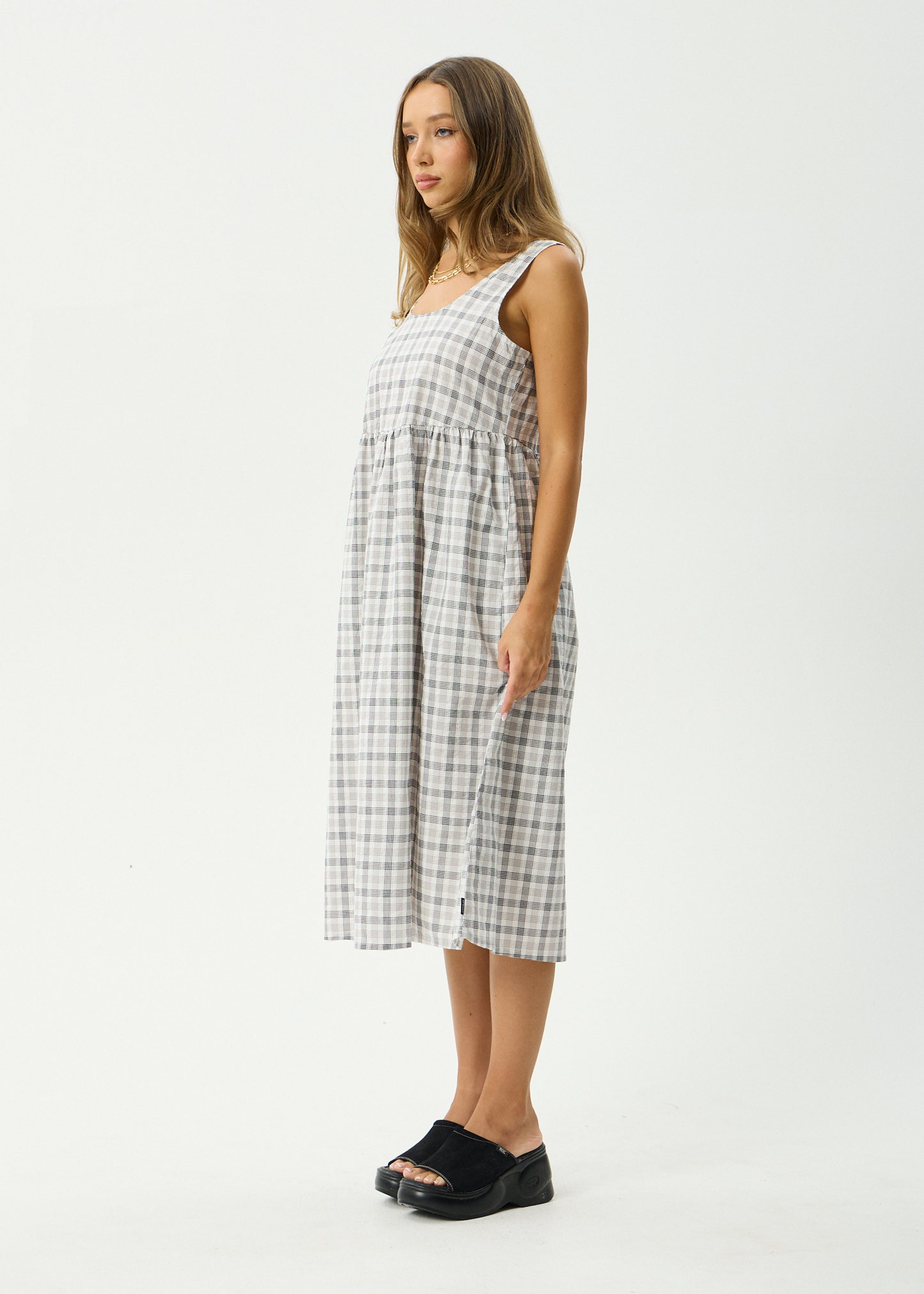 AFENDS Womens Leo - Seersucker Midi Dress - Black / White