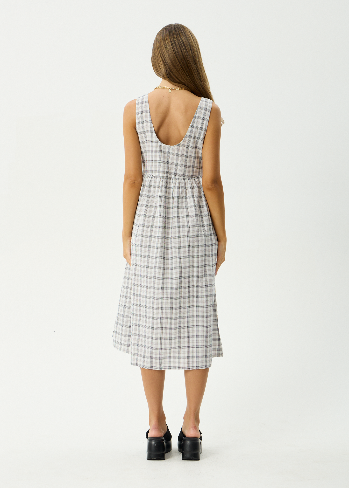 AFENDS Womens Leo - Seersucker Midi Dress - Black / White