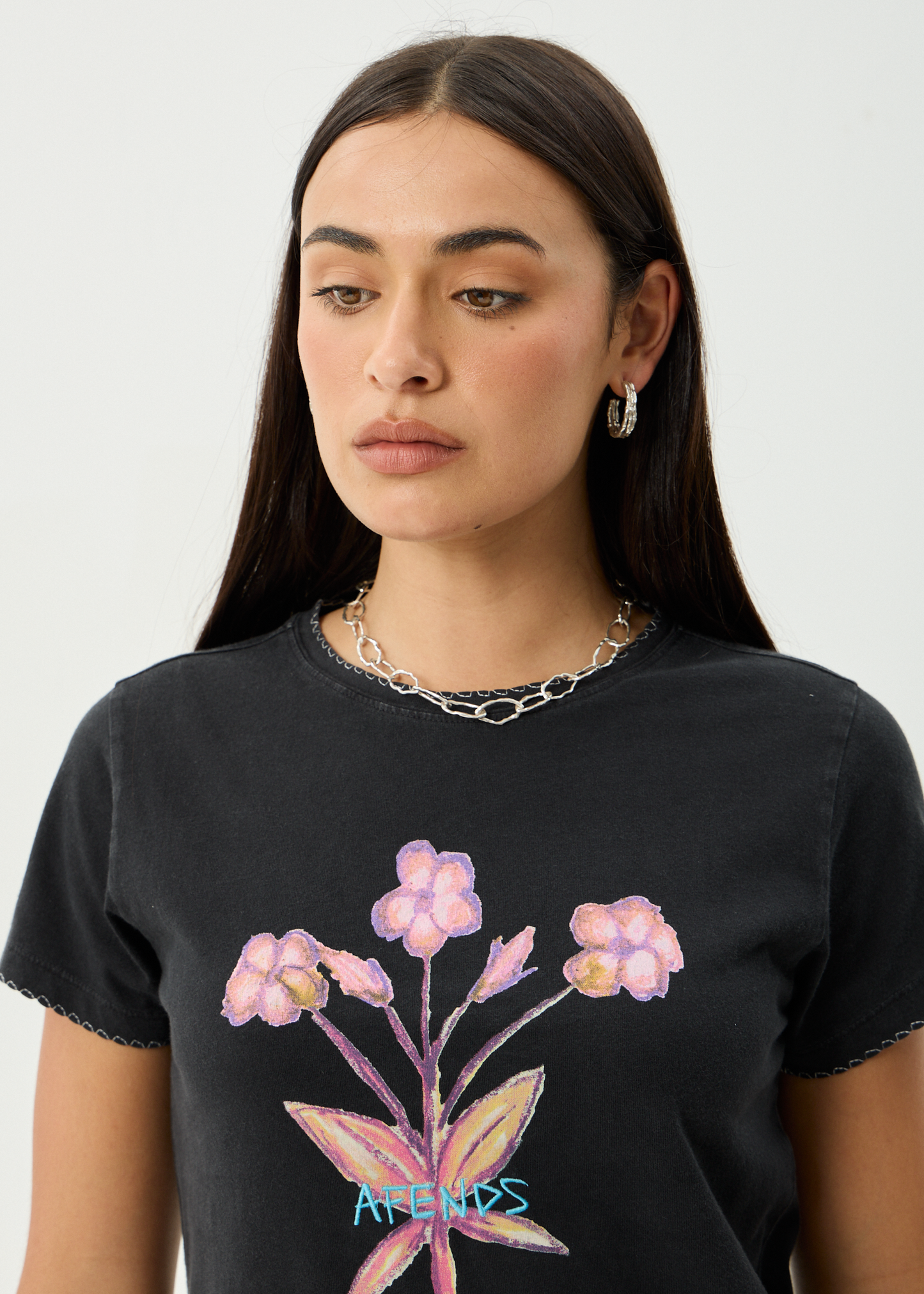 AFENDS Womens Briar - Regular Tee - Stone Black