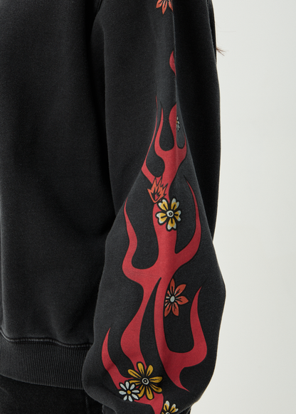 AFENDS Womens Hellcat - Crew Neck - Stone Black