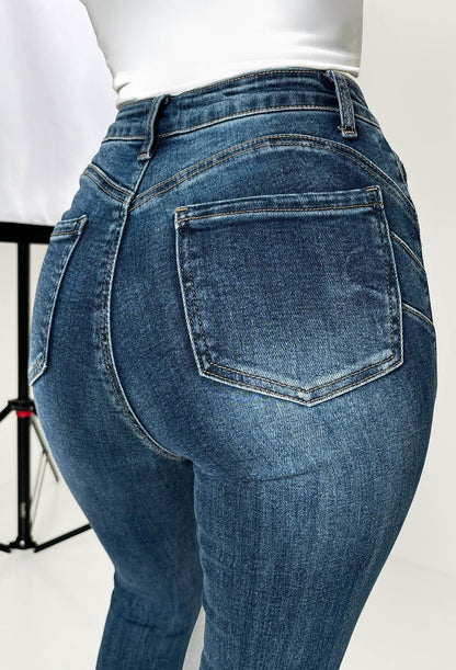 Amelie Mid Blue Stretch Push Up Skinny Jeans