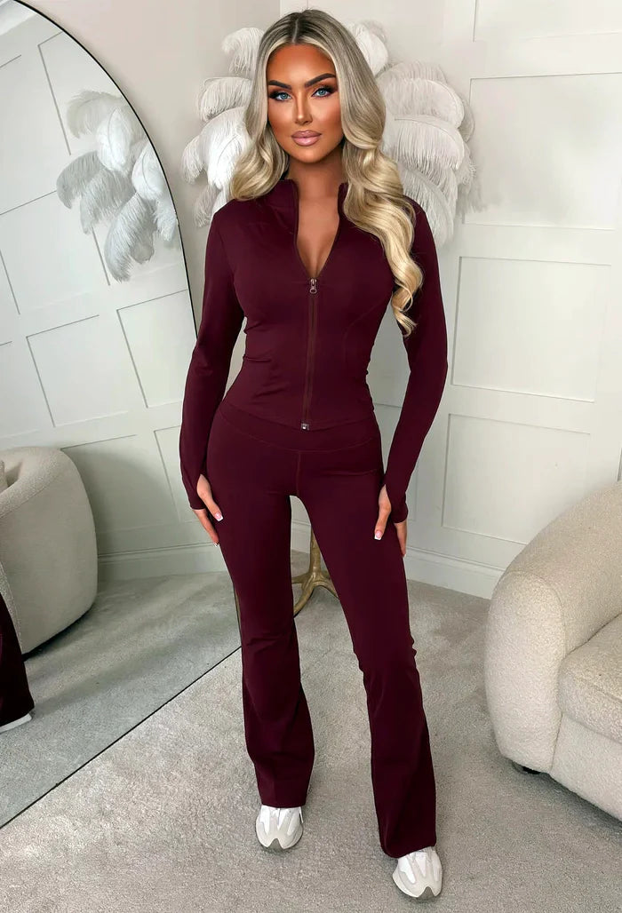 Chase Me Burgundy Active Zip Up Jacket