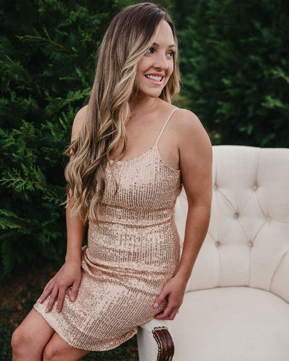 Cordelia Sequin Party Dress - Rose Gold