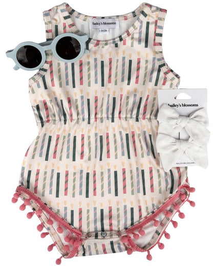 Dillon Pom Pom Romper - Make a Wish