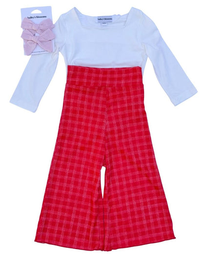 Elodie Wide-Leg High Waist Pants – Cherry Red