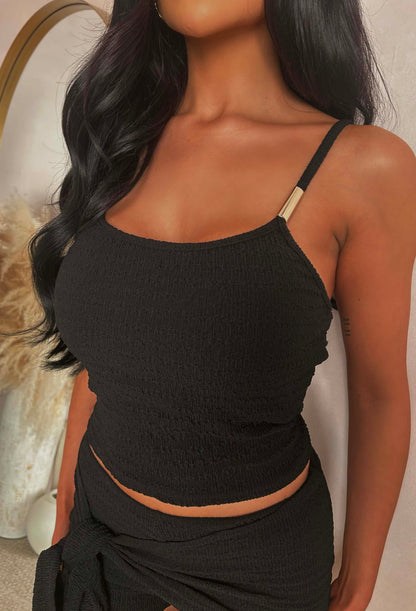 Everyday Sunshine Black Crinkle Top & Short Co-ord Set