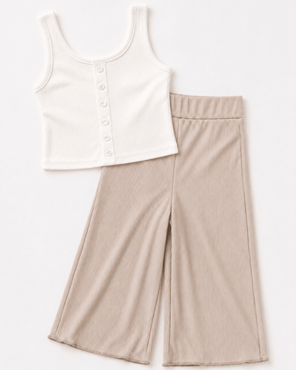 Josie Button Front Ribbed Tank - Crisp White