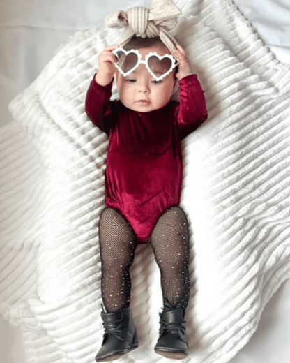 Livee Long Sleeve Velour Leotard - Cranberry