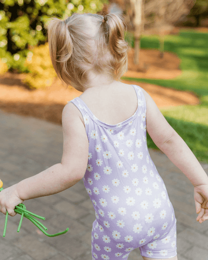 Piper Square Neck Bikeshort Romper - Lavender Bloom